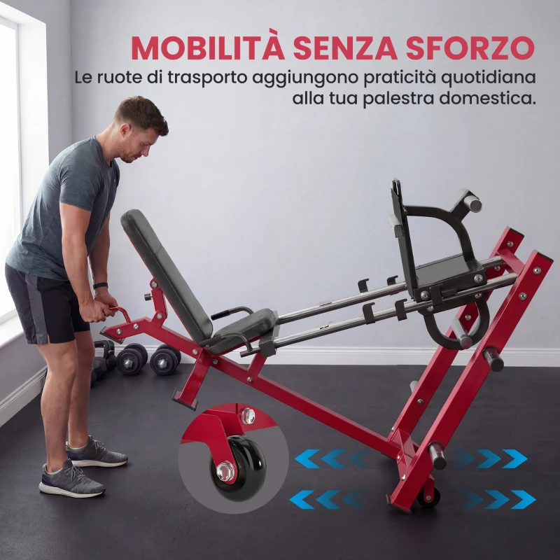 SPORTNOW Leg Press Machine con Ruote, Macchina Regolabile per Gambe e Squat