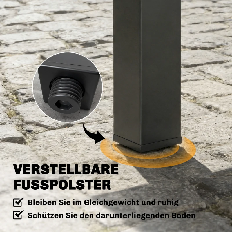 Outsunny Gartentisch Ausziehbarer 80/160 x 80 cm Aluminium Esstisch für 4-6 Personen, Rechteckig mit Lamellenplatte