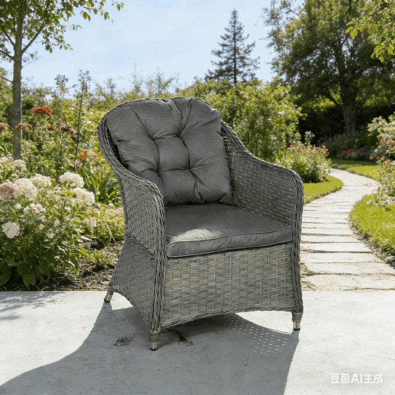 Outsunny Four-Piece Rattan Sofa Set, with Glass-Top Table - Light Grey