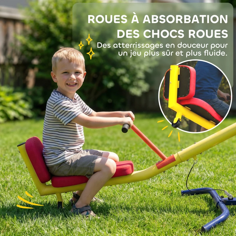 AIYAPLAY Balançoire à bascule pour enfant 3 à 12 ans, trébuchet rotatif 360°, sièges rembourrés avec dossiers, multicolore