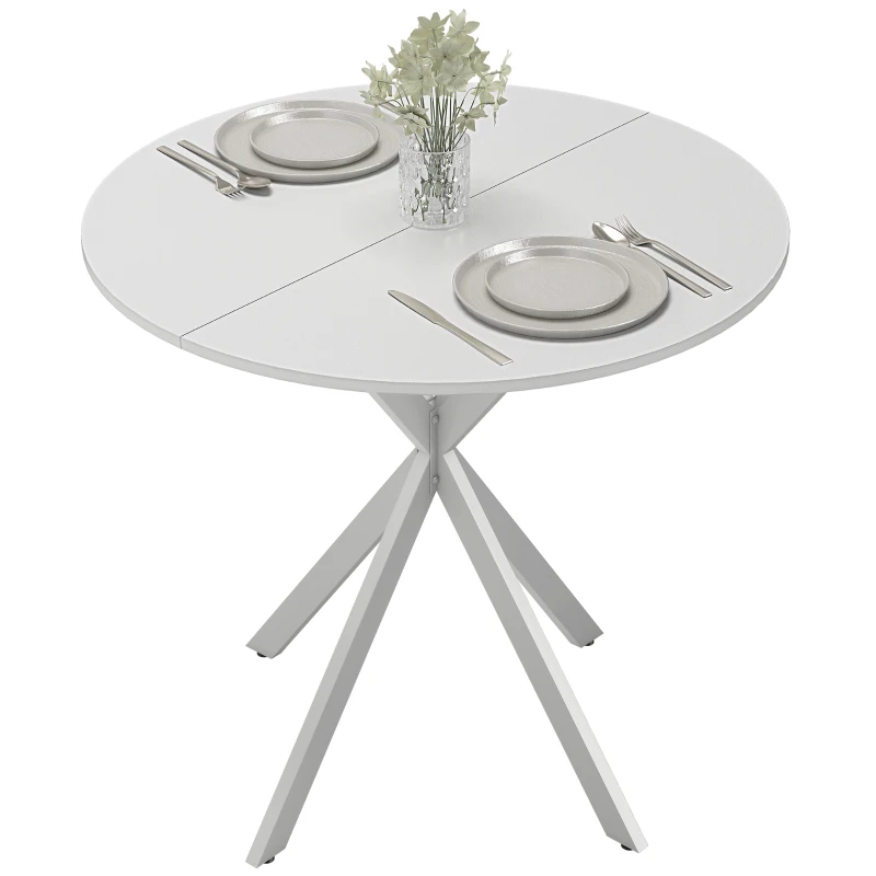 HOMCOM 80cm Industrial Round Dining Table - White