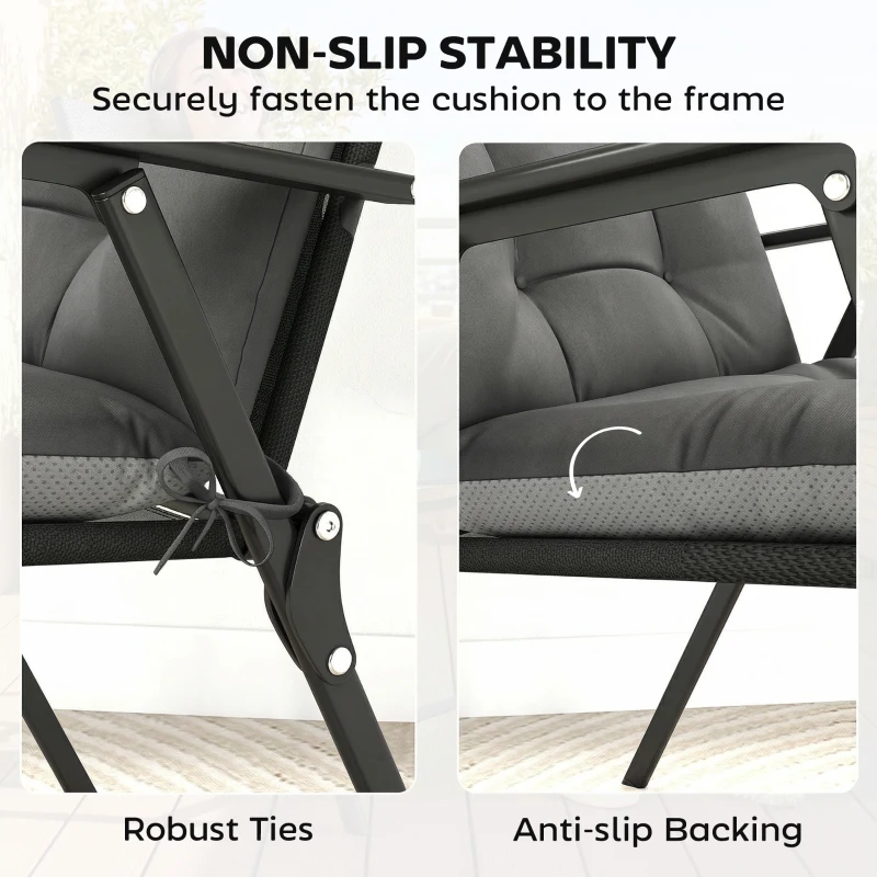 Outsunny Patio Chair Cushions Set of 4, Waterproof Non-Slip Lounge Chair Cushions, 112x53cm, Dark Grey