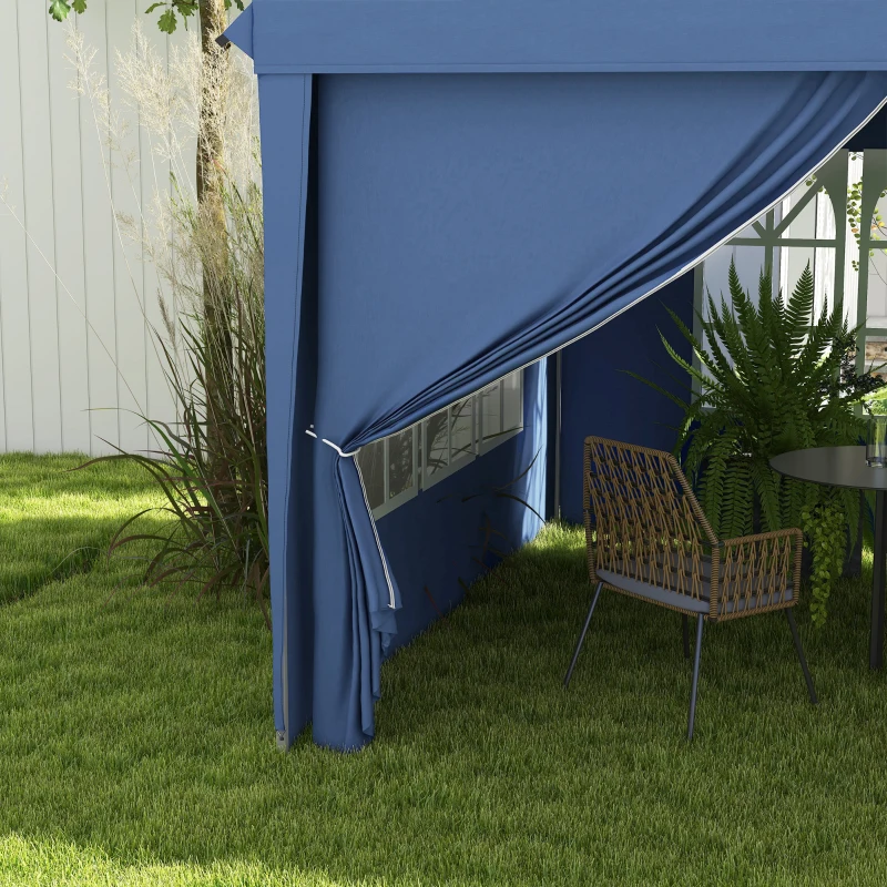 Outsunny 3 x 6m Pop-Up Gazebo, with Curtain Walls and Windows - Blue