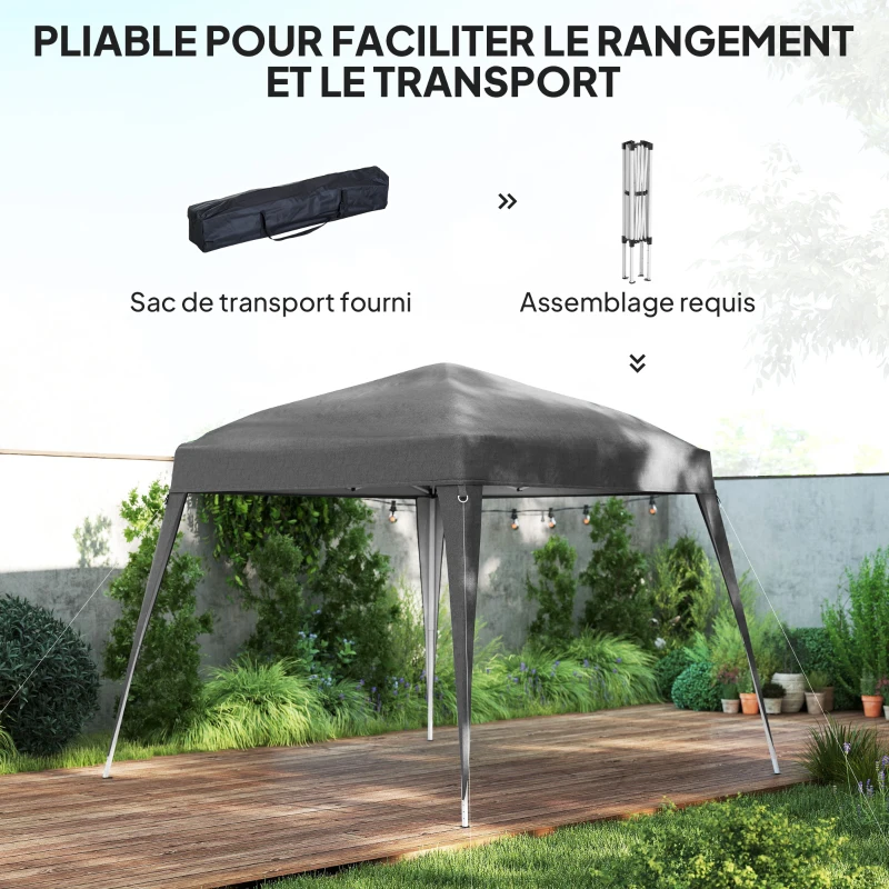 Outsunny Garden Canopy 3x3m Pop-up Folding Tent Steel Waterproof Polyester UV-Resistant with Carry Bag Gray