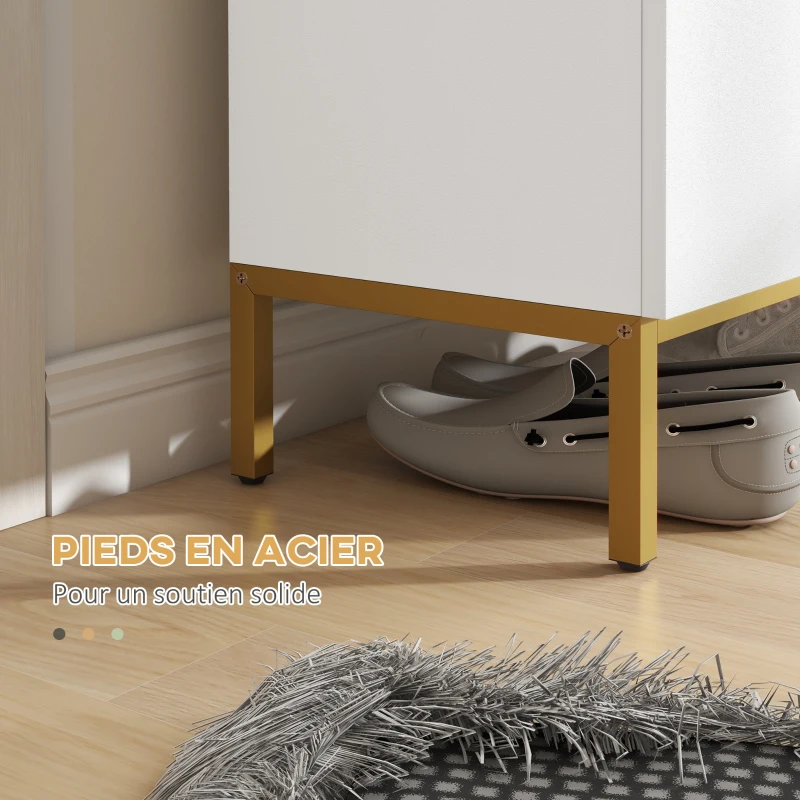 HOMCOM Meuble à chaussures 20 paires, armoire à chaussures moderne avec portes à fermeture douce, étagères réglables, blanc(m-6)