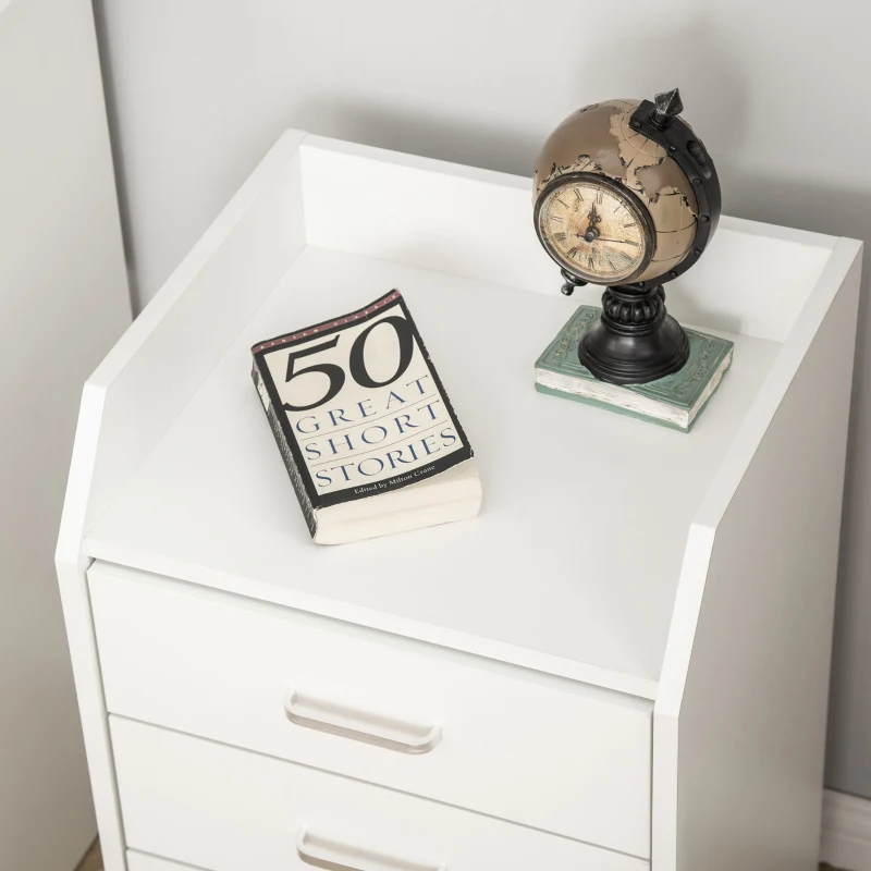 Vinsetto Office storage pedestal on wheels 4 sliding drawers MDF and particleboard dim. 40L x 36l x 65H cm white