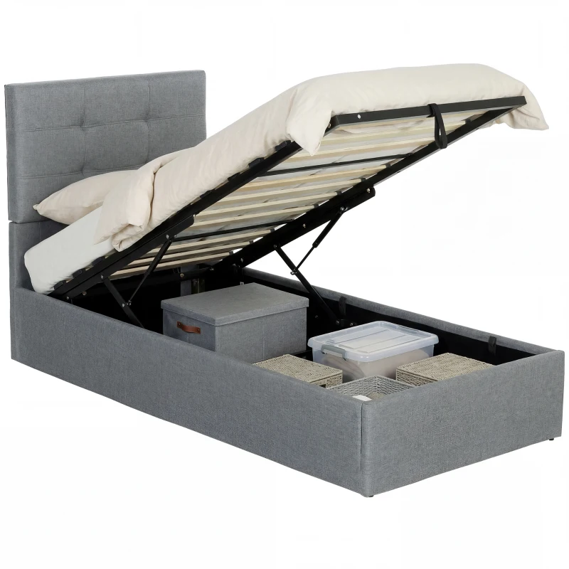 HOMCOM 3ft Single Ottoman Bed with Gas Lift Storage - Grey