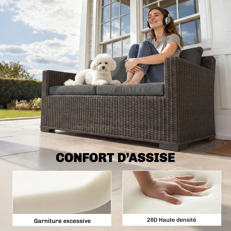 Outsunny Ensemble de 4 coussins pour salon de jardin 2 pour assise 56x52x7cm 2 pour dossier 56x45x17cm gris foncé