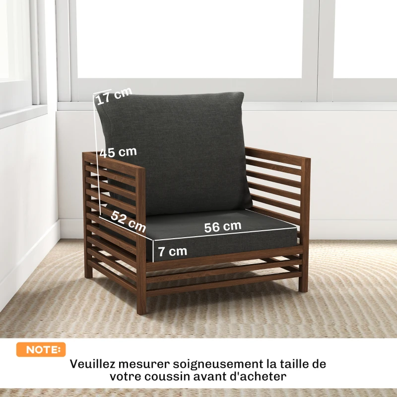 Outsunny Ensemble de 4 coussins pour salon de jardin 2 pour assise 56x52x7cm 2 pour dossier 56x45x17cm gris foncé