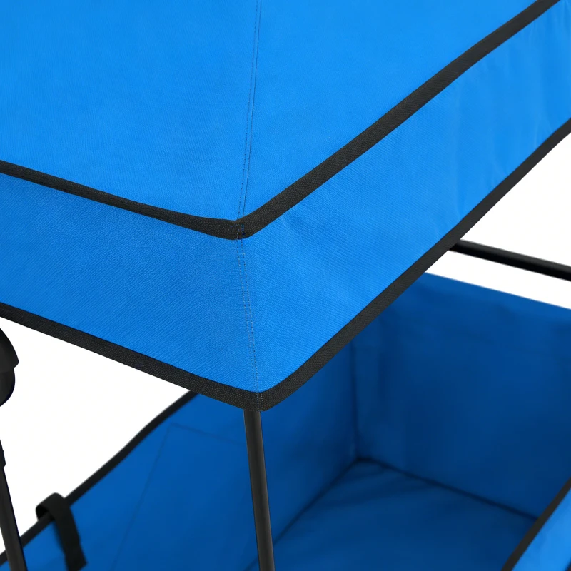 Outsunny Carrinho de Transporte com Rodas Grandes Travão Teto Amovível Carro Dobrável para Jardim com Barra Ajustável 125x59x133 cm Azul
