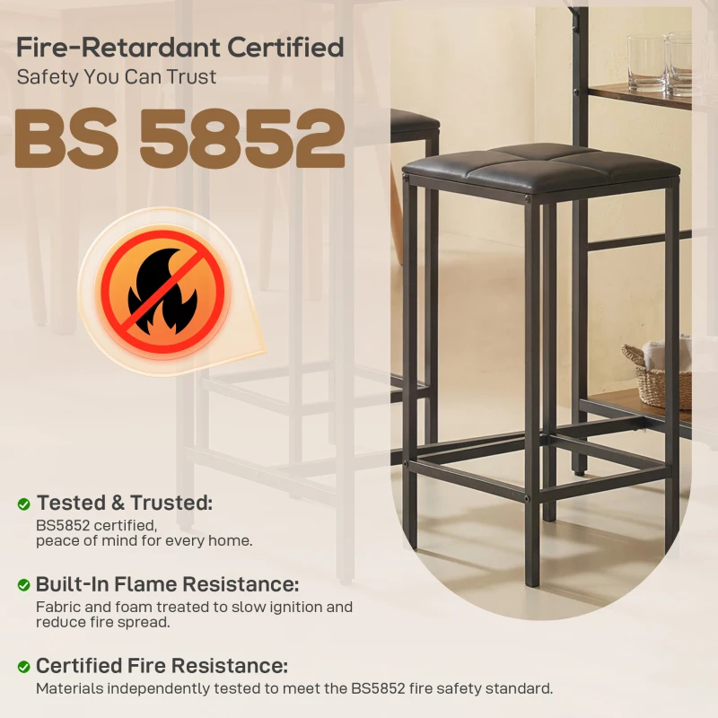 HOMCOM 3 Piece Breakfast Bar Table and Stools Set, Washed Grey