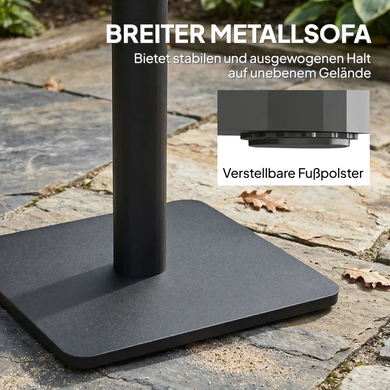 Outsunny Beistelltisch 70 x 70 cm wetterfest Gartentisch mit Holzoptik Breite Basis, Quadratisch Naturholz