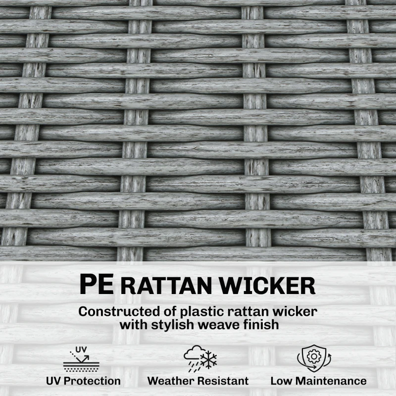 Outsunny 6 Seater Rattan Garden Furniture Set with 3 Loveseats, Table, Patio Rattan Furniture Corner Sofa Set, Grey