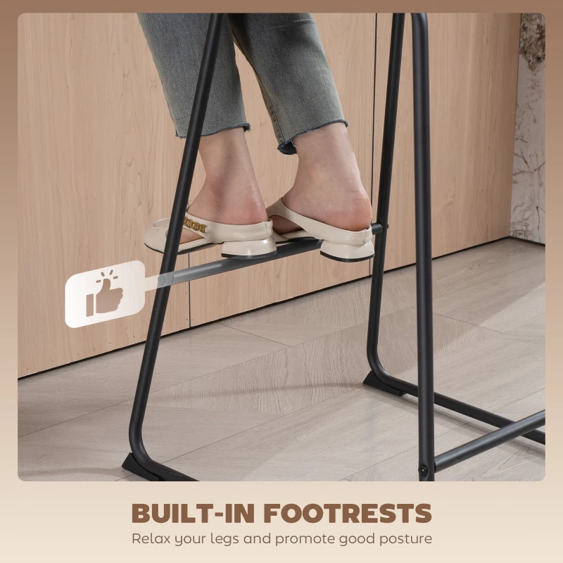 HOMCOM Modern Bar Stools Set of 2, PU Leather Barstools, Counter Height Kitchen Chairs for Breakfast Bars, Dining Room, Black