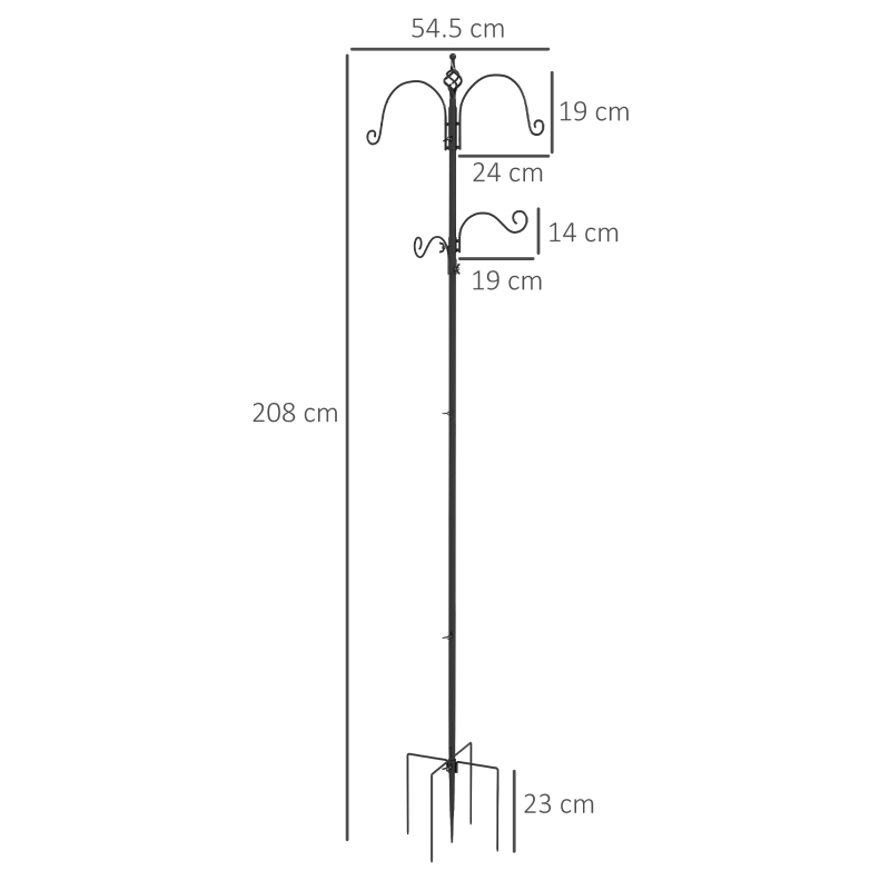 PawHut Decorative Bird Feeding Station for Wild Birds with 4 Hooks 54.5 x 54.5 x 208 cm Black