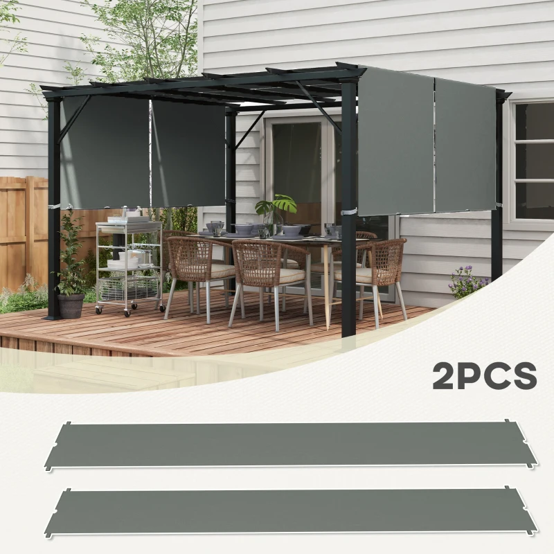 Outsunny 2 Pcs UV Protection Pergola Replacement Canopy, Pergola Shade Cover, Easy to Install, for 3 x 3(m) Pergola, Dark Grey