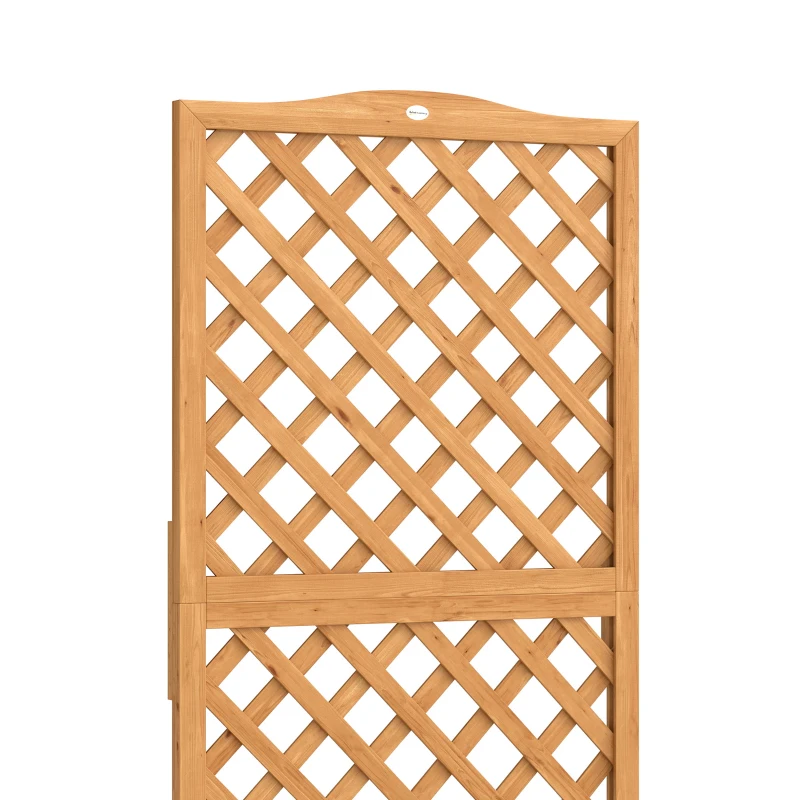 Outsunny Floreira com Treliça de Madeira com 2 Caixas Dobráveis Base de Ripas Vaso Elevado 73x70x170 cm Madeira