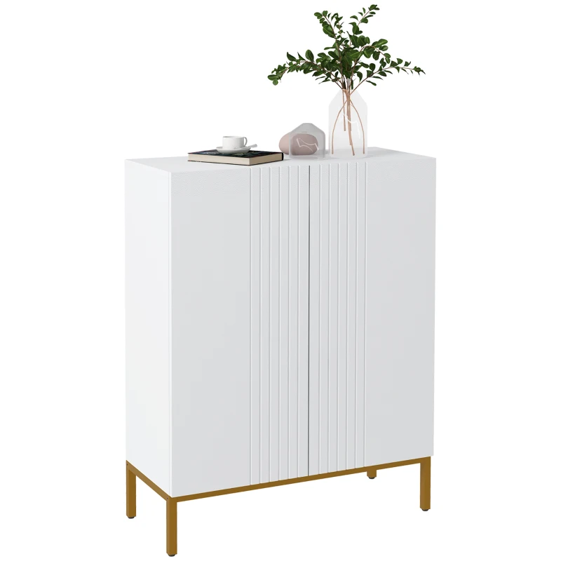 HOMCOM Meuble à chaussures 20 paires, armoire à chaussures moderne avec portes à fermeture douce, étagères réglables, blanc(m-11)