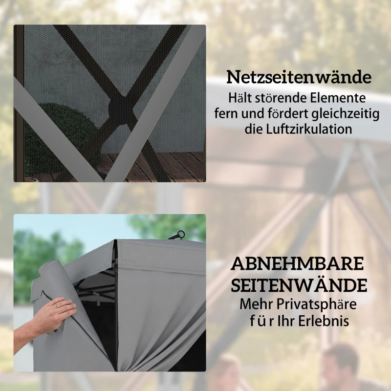 Outsunny Pavillon 1,85x1,85m Wasserdicht Stabil Winterfest Pop-up Faltpavillon mit 4 Mesh-Seitenteilen Tasche, UV 30+