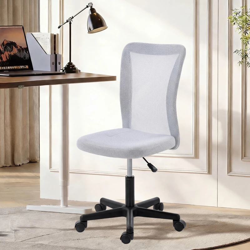 Vinsetto Mesh Office Chair Armless Swivel Executive Computer Desk Chair Adjustable Height Wheels White