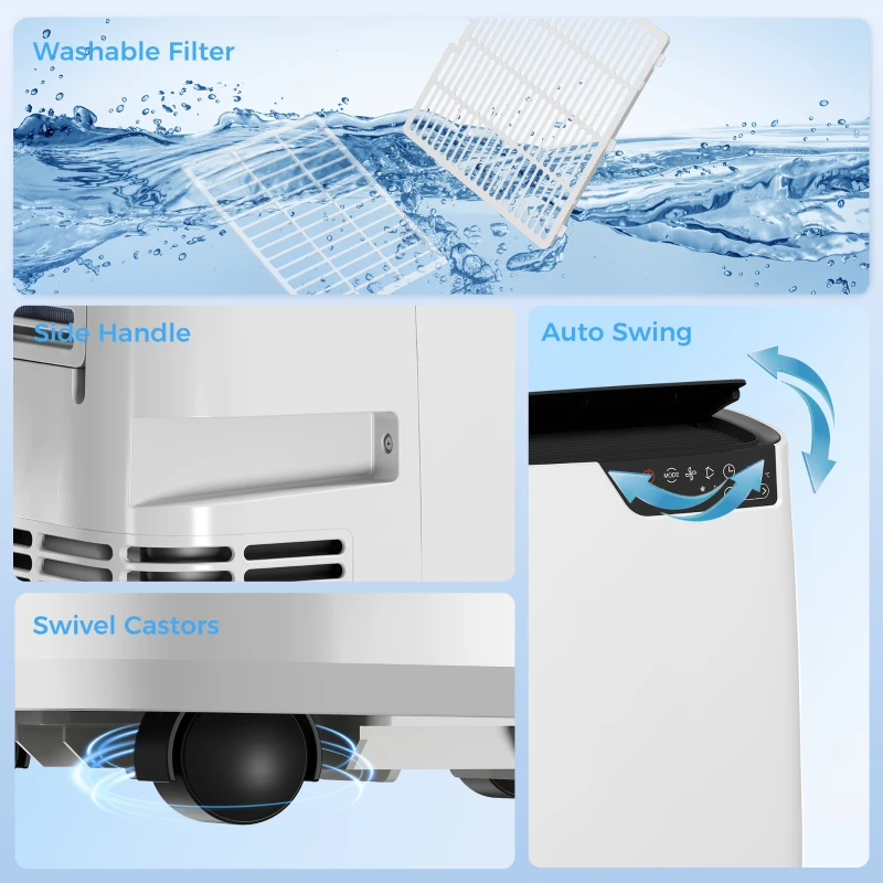 HOMCOM Aparat de aer condiționat portabil 12000 BTU, aparat cu funcții de răcire, dezumidificare, ventilator, mod somn, control vocal WiFi