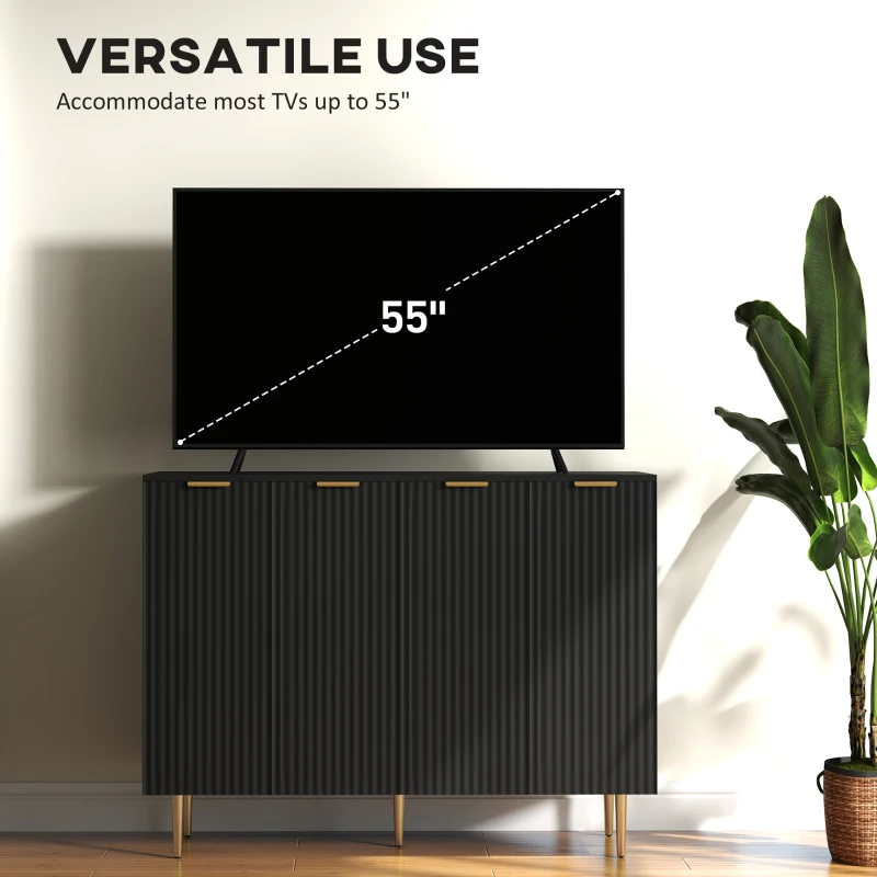 HOMCOM Sideboard Buffet Cabinet, Modern Kitchen Storage Cabinet with 4 Doors and Adjustable Shelves Black