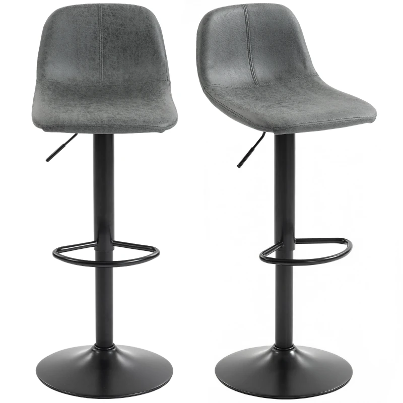 HOMCOM Bar Stools Set of 2, Modern Swivel Barstools with Footrest for Kitchen Island and Dining Room, Grey