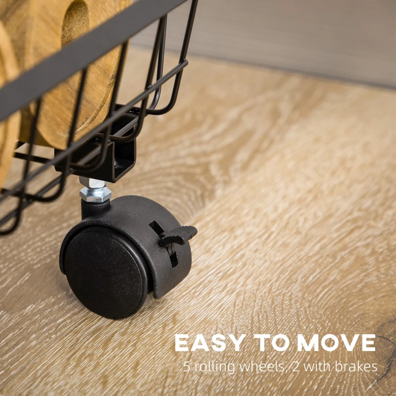 HOMCOM 5 Tier Storage Trolley, Stackable Fruit Vegetable Cart for Kitchen, Living Room, 40 x 2 x 97 cm, Black