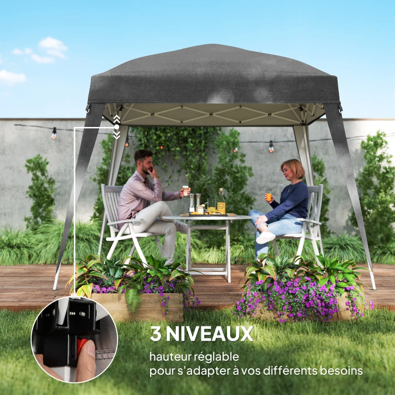 Outsunny Garden Canopy 3x3m Pop-up Folding Tent Steel Waterproof Polyester UV-Resistant with Carry Bag Gray