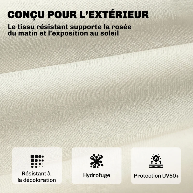 Outsunny Coussin Bain de Soleil Chaise Longue en Mousse à Mémoire avec Sangles, Protection UV50+, 198x65x13cm, Beige