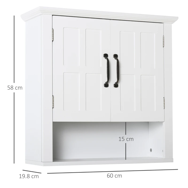 HOMCOM Bathroom Wall Cabinet, Medicine Cabinet, Kitchen Cupboard with 2 Doors and Adjustable Shelf, White