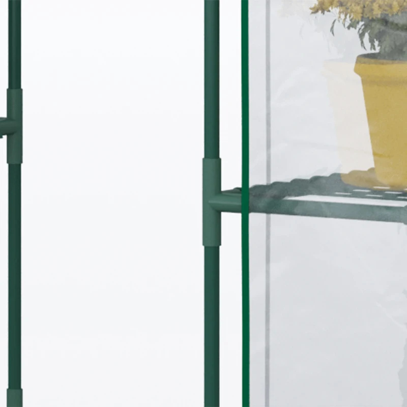 Outsunny Garden greenhouse 4 shelves steel PVC high-density 140 g/m² UV-resistant 142 x 73 x 195 cm transparent green