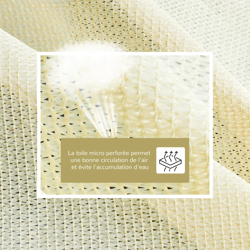 Outsunny Rectangular Shade Sail 3 x 4 m High-Density Polyethylene UV Protection With Storage Bag - Cream