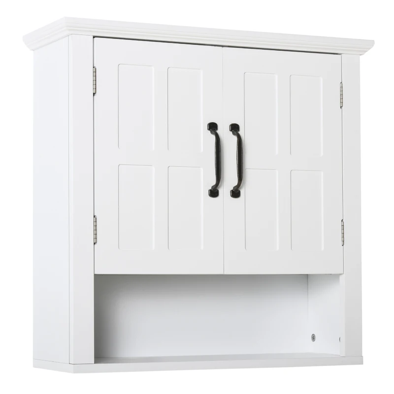 HOMCOM Bathroom Wall Cabinet, Medicine Cabinet, Kitchen Cupboard with 2 Doors and Adjustable Shelf, White