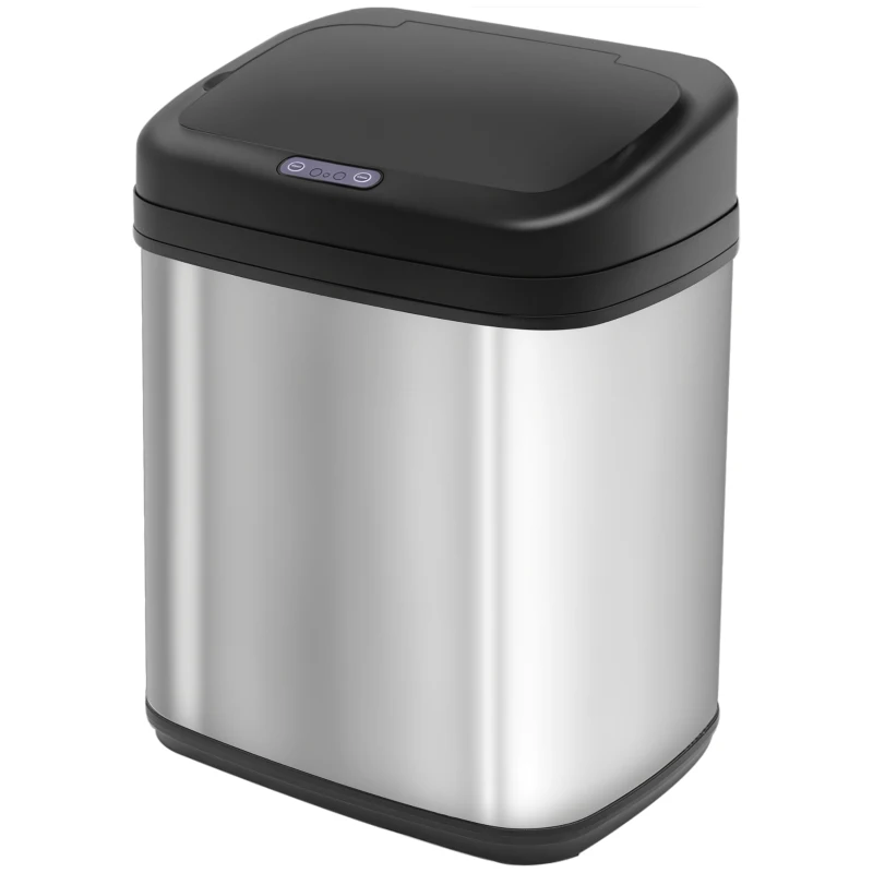 HOMCOM Sensor Mülleimer 20L Edelstahl Automatischer Mülleimer mit Bewegungssensor, Inneneimer 33 x 25 x 42,5 cm Silber+Schwarz