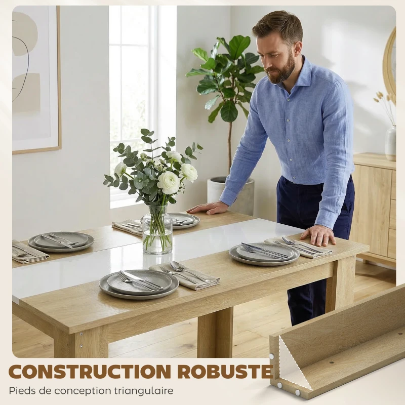 HOMCOM Table à manger table de cuisine design moderne avec grand plateau 2-4 personnes en bois dim. 120L x 69l x 75H cm