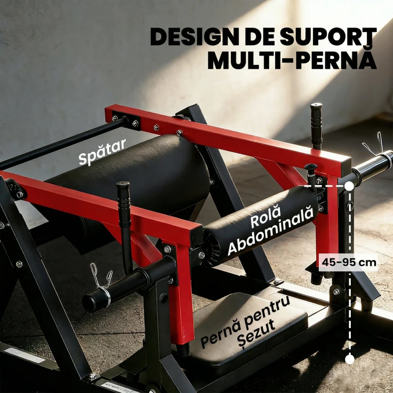 SPORTNOW Aparat Hip Thrust, Aparat Fesieri cu Suport pentru Greutăți, Platformă Reglabilă, Perne, Trainer Multifuncțional pentru Fesieri cu Roți, Capacitate 270 kg, Antrenament Fesieri și Abdominali Acasă