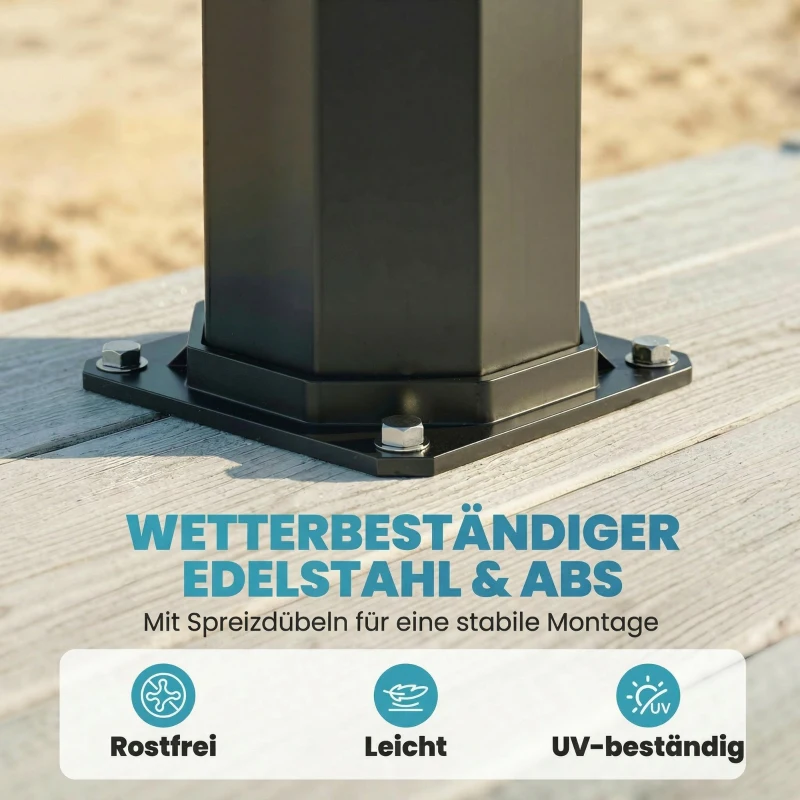 Outsunny Solardusche 60L Gartendusche mit schwenkbarem Regenduschkopf Wasserhahn, einstellbarer Temperatur