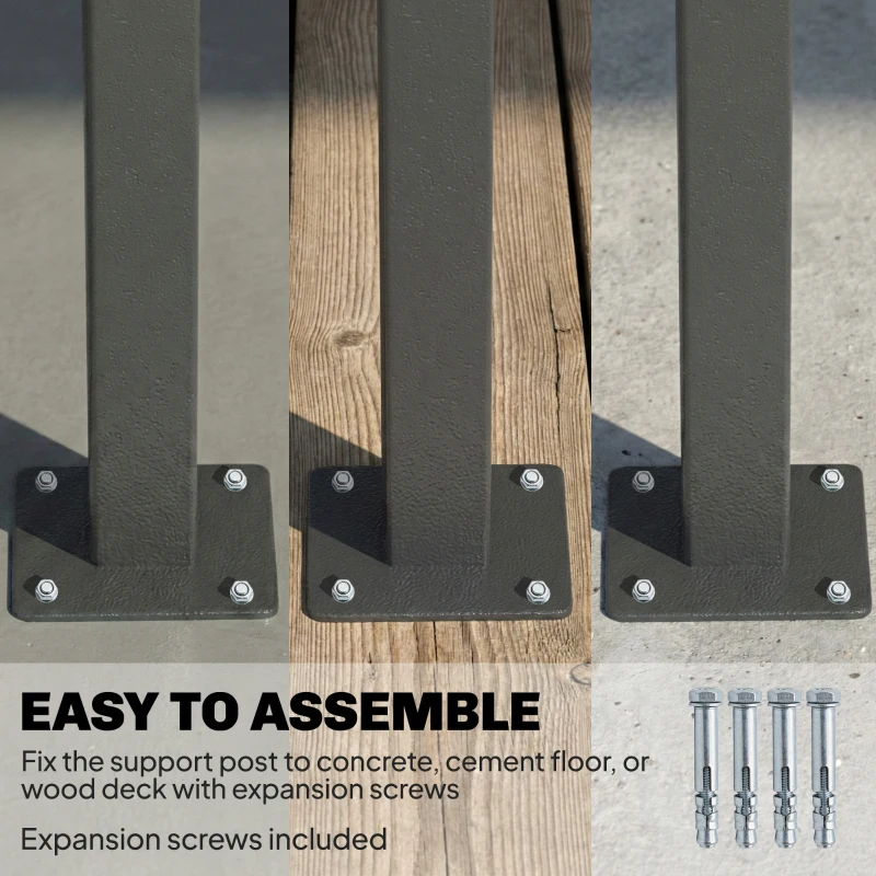 Outsunny Wysuwana markiza boczna, osłona przeciwsłoneczna i przeciwwiatrowa, UV 50+, 420 x 185 cm, ciemnoszara