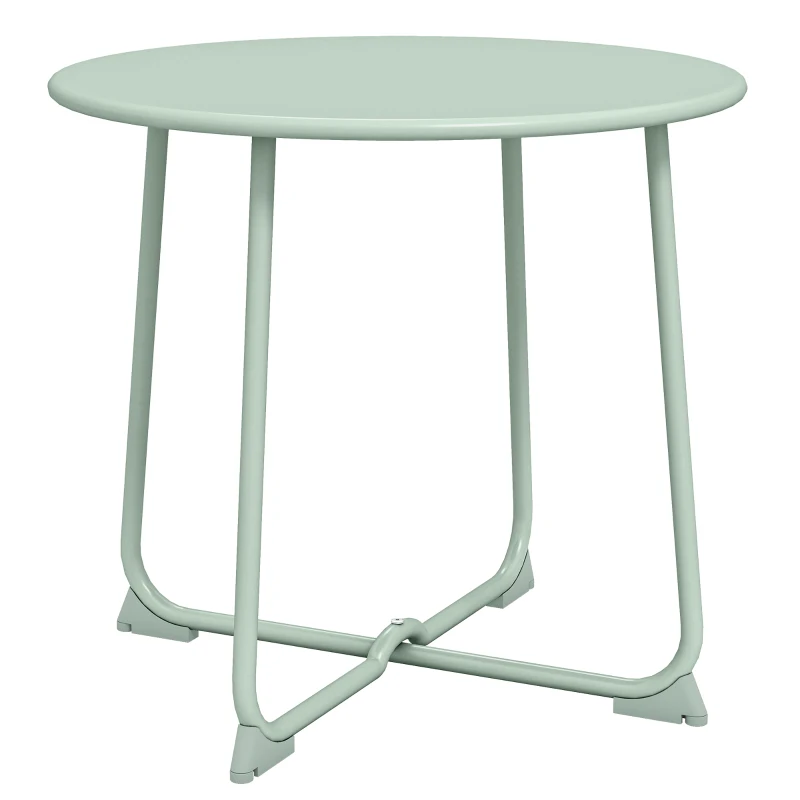 Outsunny Table basse extérieure pour 2 personnes, table de jardin ronde base en X avec structure métal, Ø 50 x 45,5 cm vert foncé