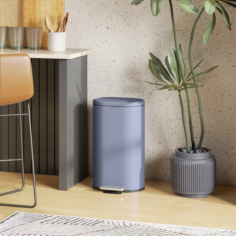 HOMCOM Poubelle cuisine 30L, poubelle à pédale, seau intérieur amovible, couvercle à fermeture douce, 36,5x31x61cm, gris