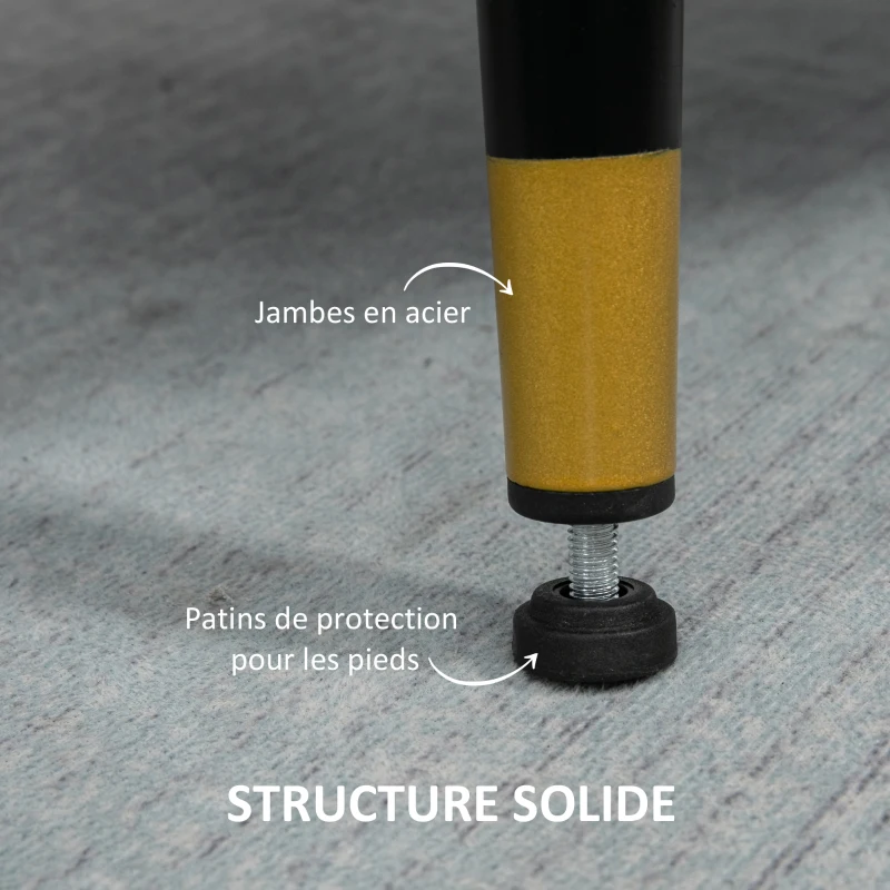 HOMCOM Fauteuil scandinave dossier capitonné avec passepoil en tissu 76 x 68 x 80 cm crème et pieds en métal noir et doré