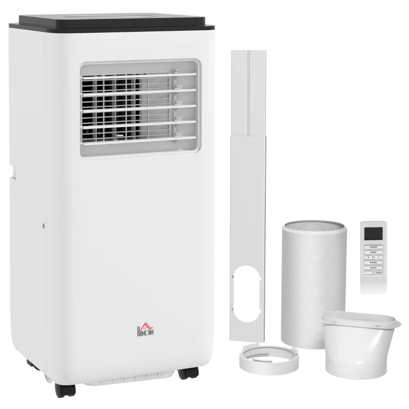 HOMCOM Ar Condicionado Portátil 10000 BTU 2900W Arrefecedor Ventilador Desumidificador 5 em 1 para Quarto 22m² 33x28x70,4 cm Branco