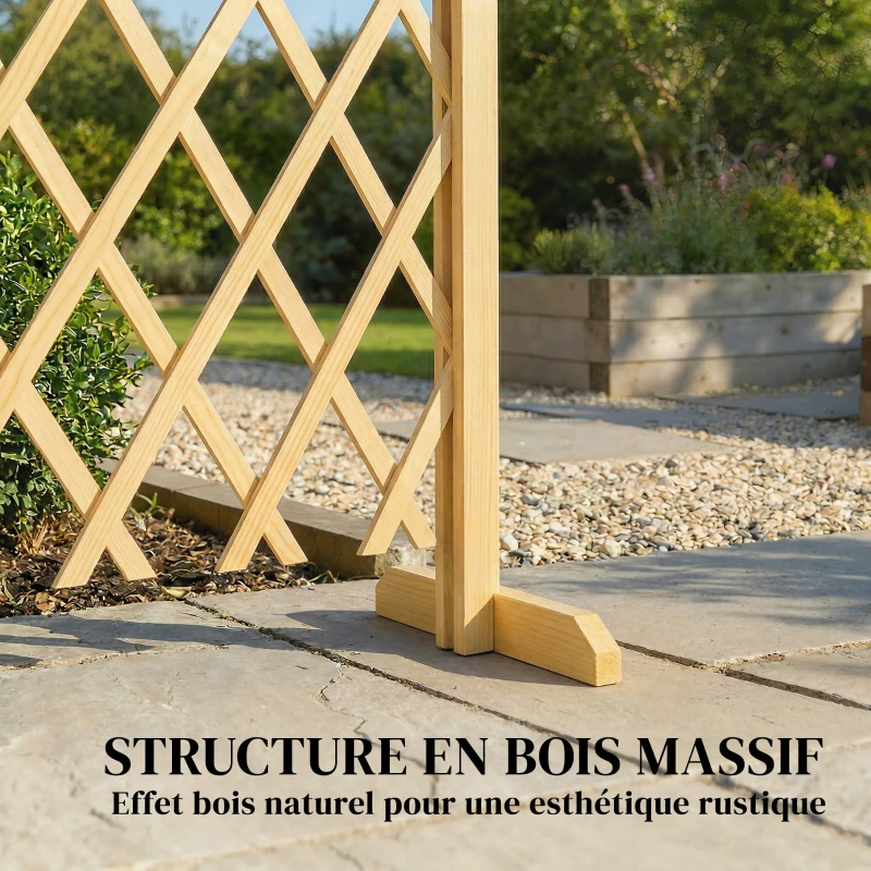 Outsunny Barriere Extensible en Bois de Sapin 180 cm, Base stable, pour Intérieur Extérieur Balcon Jardin, 180x30x90cm, Naturel