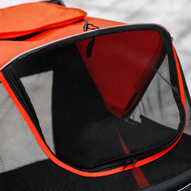 PawHut Cochecito para Perros Plegable Carrito para Mascotas con Ventanas de Malla Correas de Seguridad 112x65x100 cm Rojo