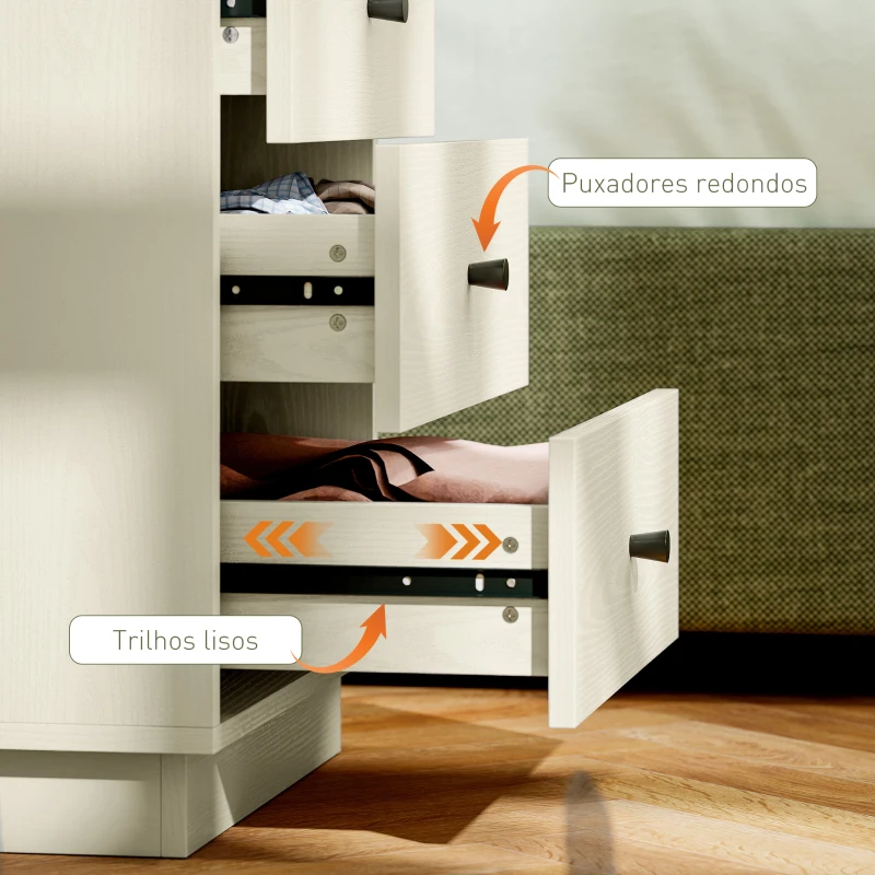 HOMCOM Cómoda de 4 Gavetas Cómoda para Dormitório Moderna Cómoda Estreita para Sala de Estar Corredor 47x29x75 cm Branco