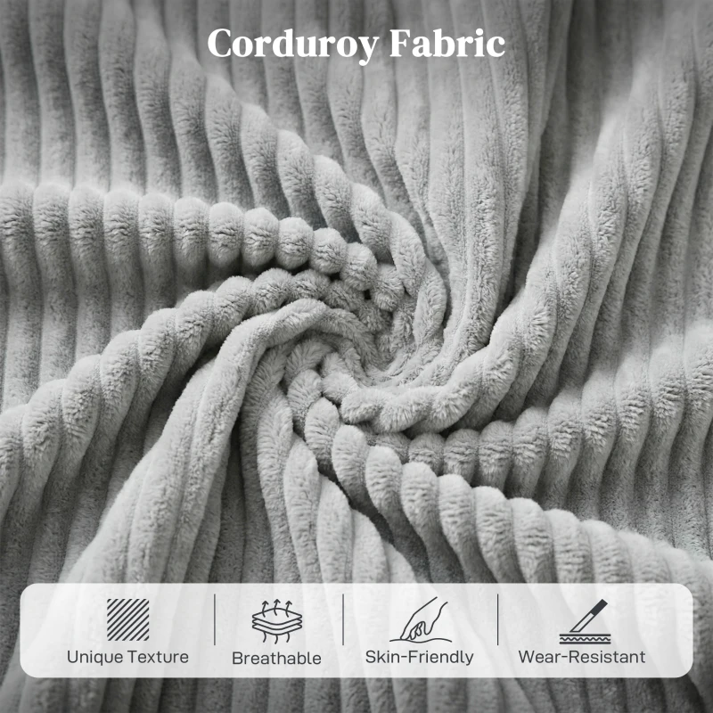 HOMCOM Overstuffed Corduroy Electric Lift Recliner Chair - Light Grey