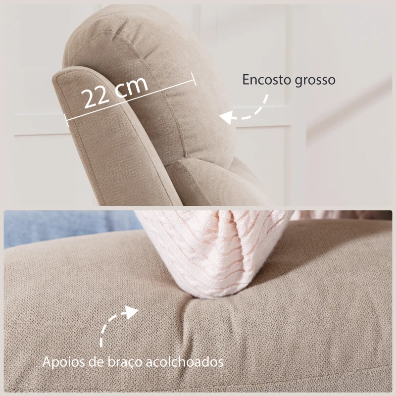 HOMCOM Poltrona Reclinável Manual com Tecido de Aspeto em Linho e Apoio para os Pés 85x93x105 cm Bege