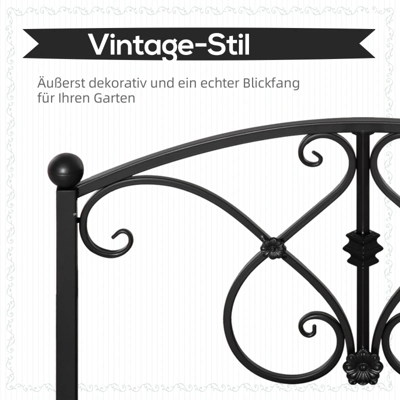 Outsunny Gartenbrücke, Teichbrücke mit Sicherheitsgeländer, Zierbrücke bis 100 kg belastbar, 102 x 48 x 49 cm Schwarz