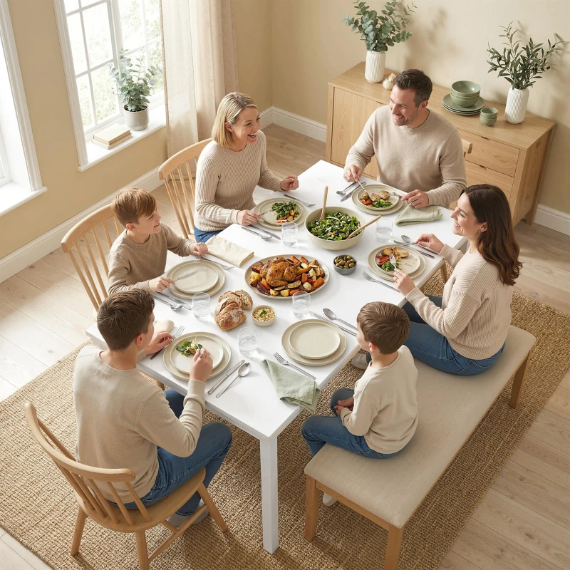 HOMCOM Table à manger extensible 80-120 cm pour 4 à 6 personnes, table de cuisine avec extension coulissante, blanc